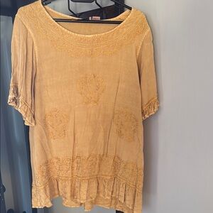Gold Ruffled Embellished Blouse